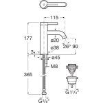 Roca A5A3A9EC00 ONA 面盆龍頭 連彈弓去水